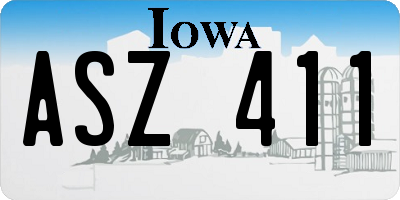 IA license plate ASZ411