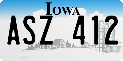 IA license plate ASZ412