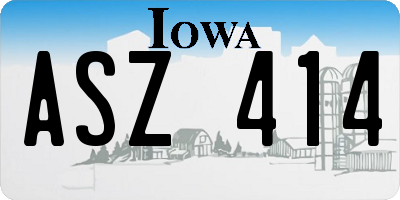 IA license plate ASZ414