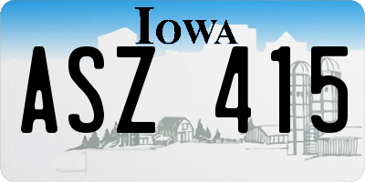 IA license plate ASZ415