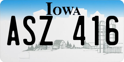 IA license plate ASZ416