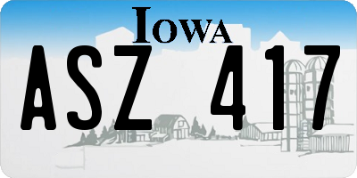 IA license plate ASZ417