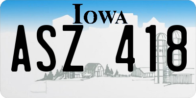 IA license plate ASZ418
