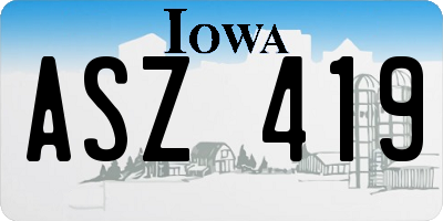 IA license plate ASZ419
