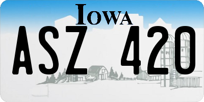 IA license plate ASZ420