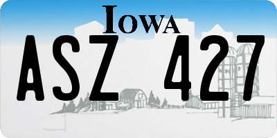 IA license plate ASZ427