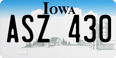 IA license plate ASZ430