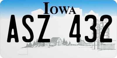 IA license plate ASZ432
