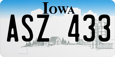 IA license plate ASZ433