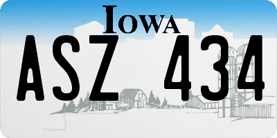 IA license plate ASZ434