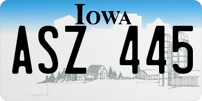 IA license plate ASZ445