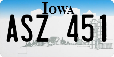 IA license plate ASZ451