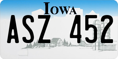 IA license plate ASZ452