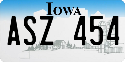IA license plate ASZ454