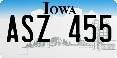 IA license plate ASZ455