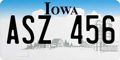 IA license plate ASZ456