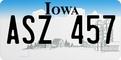 IA license plate ASZ457