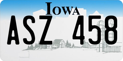 IA license plate ASZ458