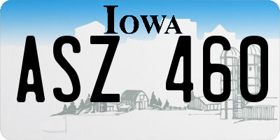 IA license plate ASZ460