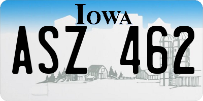 IA license plate ASZ462