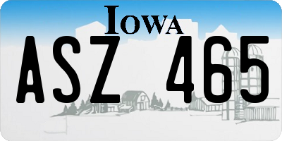 IA license plate ASZ465