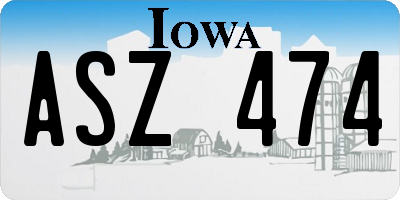IA license plate ASZ474