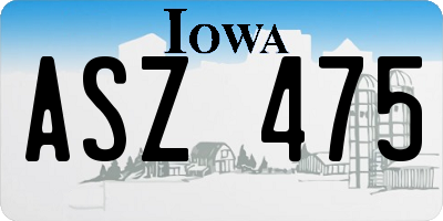 IA license plate ASZ475