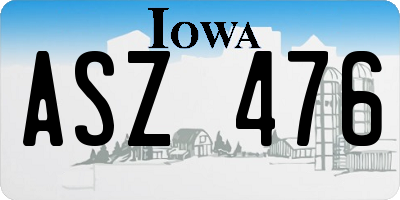 IA license plate ASZ476