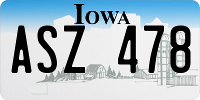 IA license plate ASZ478