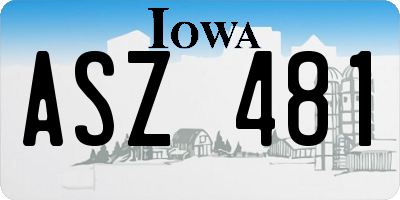 IA license plate ASZ481