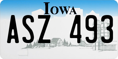 IA license plate ASZ493
