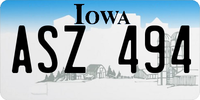 IA license plate ASZ494