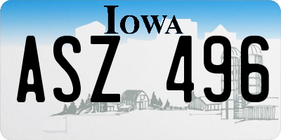 IA license plate ASZ496