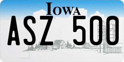 IA license plate ASZ500