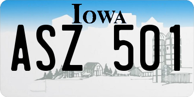 IA license plate ASZ501
