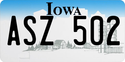 IA license plate ASZ502