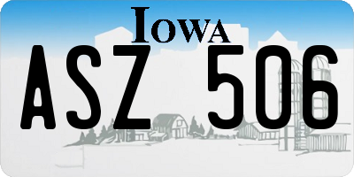 IA license plate ASZ506