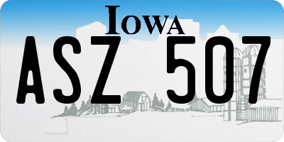 IA license plate ASZ507