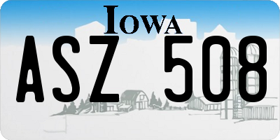 IA license plate ASZ508