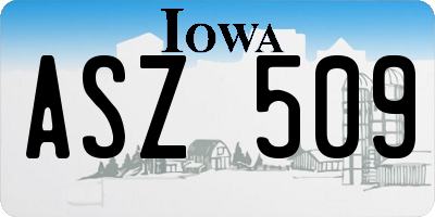 IA license plate ASZ509