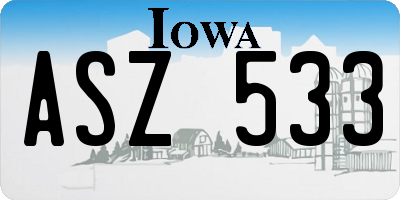 IA license plate ASZ533
