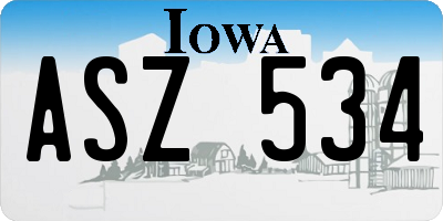 IA license plate ASZ534