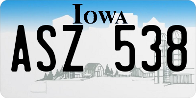 IA license plate ASZ538