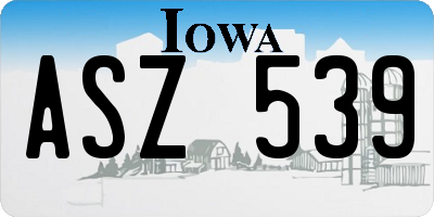 IA license plate ASZ539