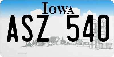 IA license plate ASZ540