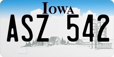IA license plate ASZ542