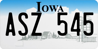 IA license plate ASZ545