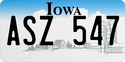 IA license plate ASZ547