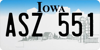 IA license plate ASZ551