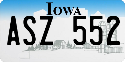 IA license plate ASZ552